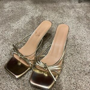 Elegant Gold Strappy Women's Heels